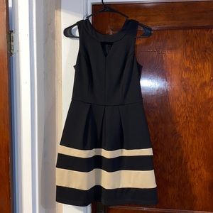 Black and nude cut out sleeveless tea dress